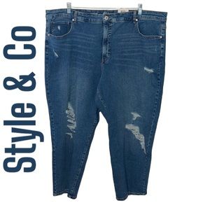 Style & Co Straight Leg High Rise Vintage Classic Mom Jean Size 24W NWT